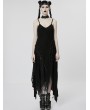 Punk Rave Black Gothic Punk Decadent Irregular Long Slip Dress