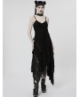 Punk Rave Black Gothic Punk Decadent Irregular Long Slip Dress