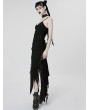 Punk Rave Black Gothic Punk Decadent Irregular Long Slip Dress