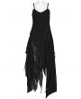 Punk Rave Black Gothic Punk Decadent Irregular Long Slip Dress