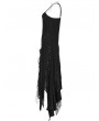 Punk Rave Black Gothic Punk Decadent Irregular Long Slip Dress