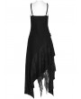 Punk Rave Black Gothic Punk Decadent Irregular Long Slip Dress