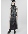 Punk Rave Black and Grey Gothic Printed Cyber Sexy Sleeveless Long Slim Dress
