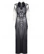 Punk Rave Black and Grey Gothic Printed Cyber Sexy Sleeveless Long Slim Dress