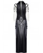 Punk Rave Black and Grey Gothic Printed Cyber Sexy Sleeveless Long Slim Dress