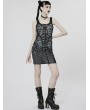 Punk Rave Black and Grey Printed Two-Pieces Cyber Sexy Short Slim Dress