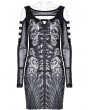 Punk Rave Black and Grey Printed Two-Pieces Cyber Sexy Short Slim Dress