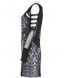 Punk Rave Black and Grey Printed Two-Pieces Cyber Sexy Short Slim Dress