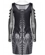 Punk Rave Black and Grey Printed Two-Pieces Cyber Sexy Short Slim Dress