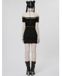 Punk Rave Black Gothic Punk Sexy Off-the-Shoulder Short Slim Dress