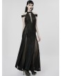 Punk Rave Black Elf Gothic Queen Sexy Elegant Long Dress with Detachable Cloak