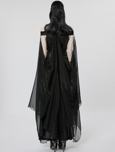 Punk Rave Black Elf Gothic Queen Sexy Elegant Long Dress with Detachable  Cloak - DarkinCloset.com