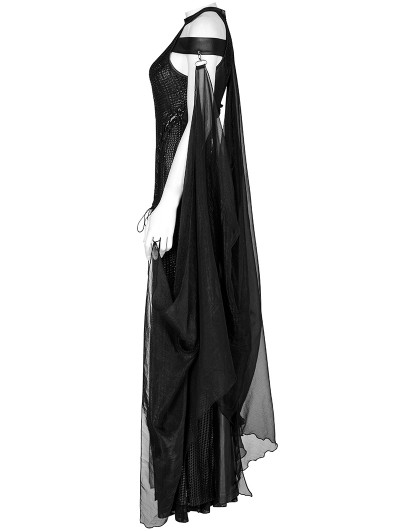 Punk Rave Black Elf Gothic Queen Sexy Elegant Long Dress with Detachable Cloak - DarkinCloset.com Punk Rave Black Elf Gothic Queen Sexy Elegant Long Dress with Detachable Cloak - DarkinCloset.com