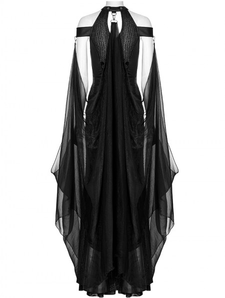 Punk Rave Black Elf Gothic Queen Sexy Elegant Long Dress with ...