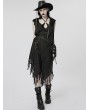 Punk Rave Black Gothic Witch V-neck Daily Wear Tassel Loose Dress