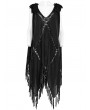 Punk Rave Black Gothic Witch V-neck Daily Wear Tassel Loose Dress