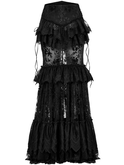 Punk Rave Black Gothic Perspective Gorgeous Lace Tiered Maxi Punk Rave Black Gothic Perspective Gorgeous Lace Tiered Maxi