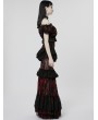 Punk Rave Black and Red Gothic Perspective Gorgeous Lace Tiered Maxi Skirt