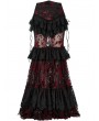 Punk Rave Black and Red Gothic Perspective Gorgeous Lace Tiered Maxi Skirt