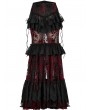 Punk Rave Black and Red Gothic Perspective Gorgeous Lace Tiered Maxi Skirt