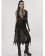 Punk Rave Black Gothic Post-Apocalyptic Techwear Style Knitted Hollow Out Dress