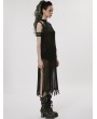 Punk Rave Black Gothic Post-Apocalyptic Techwear Style Knitted Hollow Out Dress