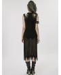 Punk Rave Black Gothic Post-Apocalyptic Techwear Style Knitted Hollow Out Dress