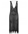 Punk Rave Black Gothic Post-Apocalyptic Techwear Style Knitted Hollow Out Dress