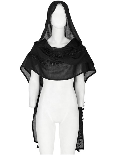 Punk Rave Black Gothic Hooded Scarf for Women