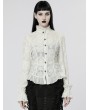 Punk Rave White Gothic Chiffon Embroidered Flared Sleeve Perspective Blouse for Women