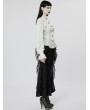 Punk Rave White Gothic Chiffon Embroidered Flared Sleeve Perspective Blouse for Women