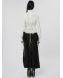 Punk Rave White Gothic Chiffon Embroidered Flared Sleeve Perspective Blouse for Women