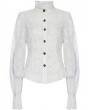 Punk Rave White Gothic Chiffon Embroidered Flared Sleeve Perspective Blouse for Women