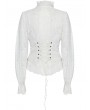 Punk Rave White Gothic Chiffon Embroidered Flared Sleeve Perspective Blouse for Women