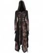 Punk Rave Black and Coffee Gothic Steampunk Dark Wizard Long Hooded Coat for Women