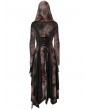 Punk Rave Black and Coffee Gothic Steampunk Dark Wizard Long Hooded Coat for Women