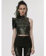 Punk Rave Black Gothic Cyberpunk Patent Leather One-Arm Jacket for Women