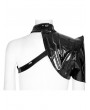 Punk Rave Black Gothic Cyberpunk Patent Leather One-Arm Jacket for Women