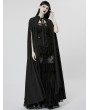 Punk Rave Black Gothic Printed Chiffon Lace Applique Lapel Long Cloak for Women