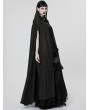 Punk Rave Black Gothic Printed Chiffon Lace Applique Lapel Long Cloak for Women