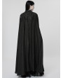 Punk Rave Black Gothic Printed Chiffon Lace Applique Lapel Long Cloak for Women