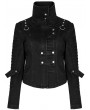 Punk Rave Black Gothic Post-Apocalyptic Techwear Style Denim Short Jacket for Women