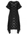 Punk Rave Black Gothic Post-Apocalyptic Style Hollow Out Long Cardigan for Women