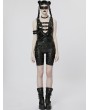 Punk Rave Black Gothic Punk Sexy Hollow Out Patent Leather Vest Top for Women