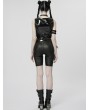 Punk Rave Black Gothic Punk Sexy Hollow Out Patent Leather Vest Top for Women