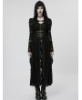 Punk Rave Black Dark Gothic Rose Pattern Two-Pieces Long Hooded Coat for Women