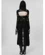 Punk Rave Black Dark Gothic Rose Pattern Two-Pieces Long Hooded Coat for Women