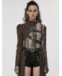 Punk Rave Black and Coffee Steampunk Handsome One-Arm Jacket for Women