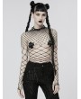 Punk Rave Black Gothic One-Piece Mesh Long Sleeve T-Shirt for Women