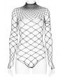 Punk Rave Black Gothic One-Piece Mesh Long Sleeve T-Shirt for Women